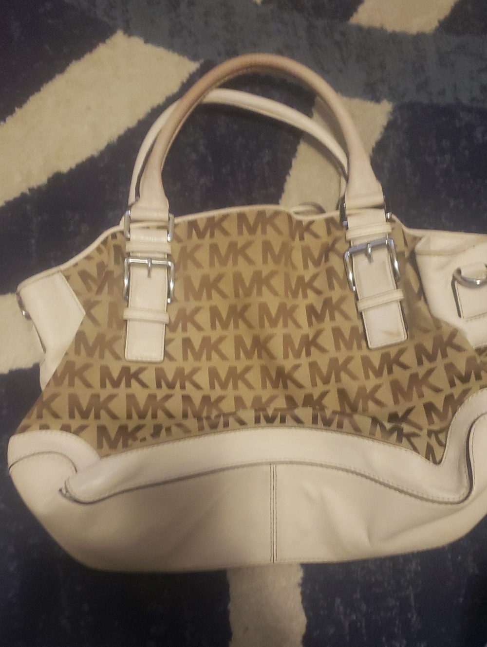 Michael Kors Tan MK Logo Tote with Cream Trim
